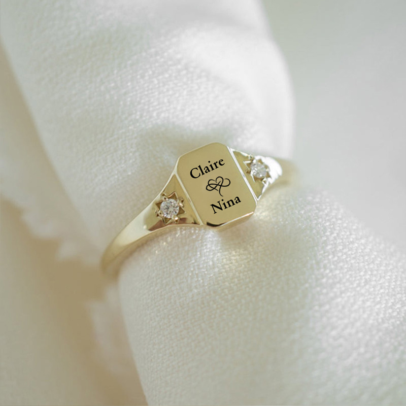 S925 Mother & Daughter Forever Linked Forever Loved Name Custom Ring