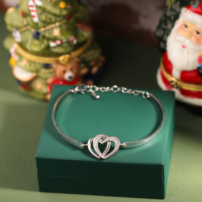 Father & Daughter Forever Linked Together Double Heart Bracelet