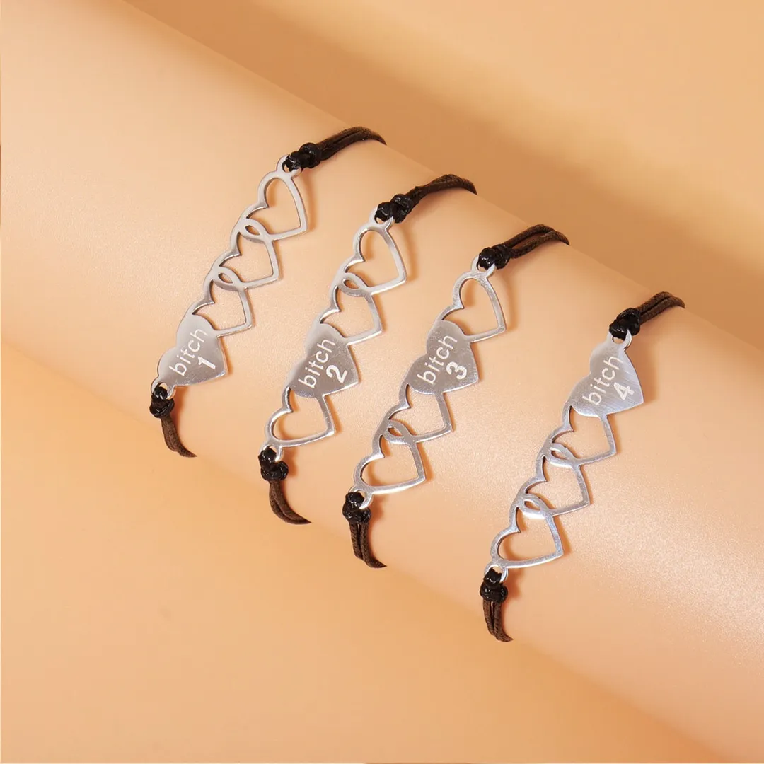 For Friend - Badass Bitches Heart Braided Bracelet