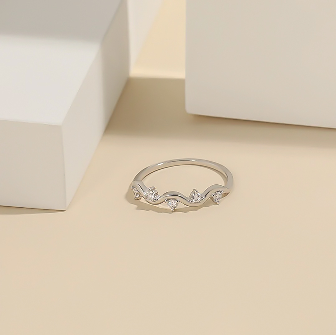 For Self - S925 A Self-Reminder Wavy Diamond Ring