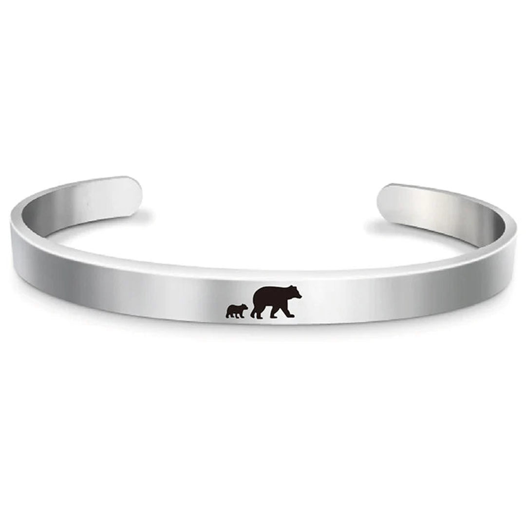 For Daughter - Never Forget That I Love You Mama Bear Cuff Bracelet