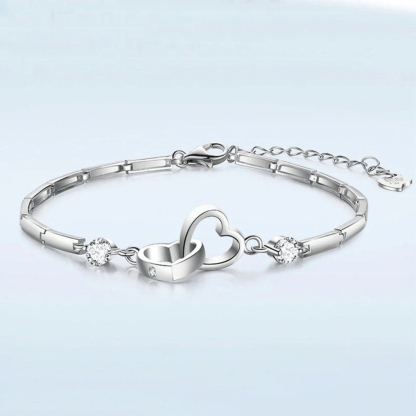 For Love -  S925 My Heart Is Always Next To Yours Heart To Heart Bracelet