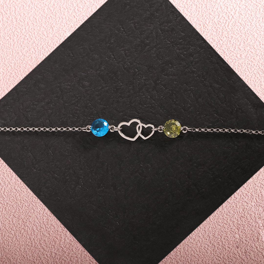 For Love - I Had You And You Had Me Double Heart Custom Birthstone Bracelet