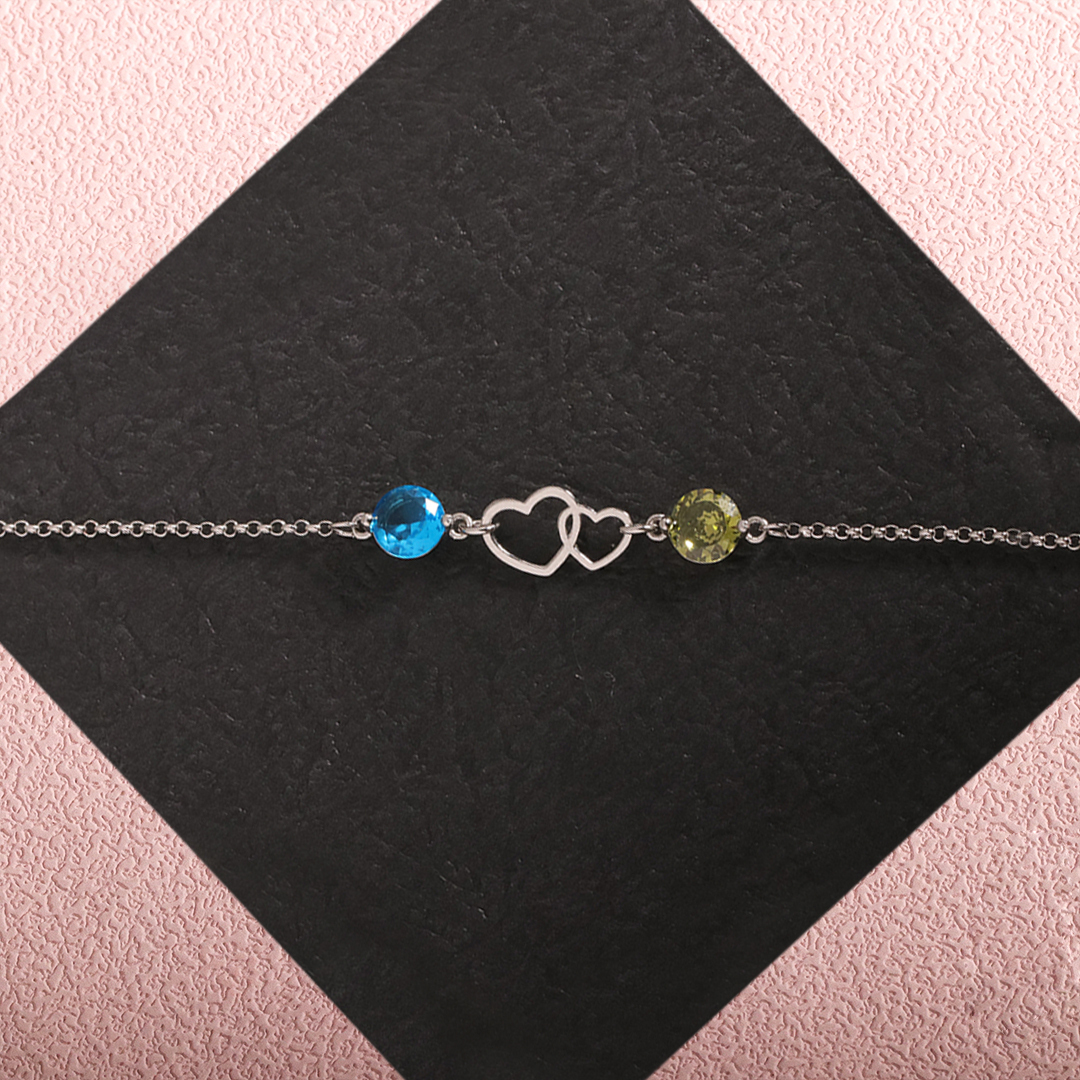 For Love - I Had You And You Had Me Double Heart Custom Birthstone Bracelet
