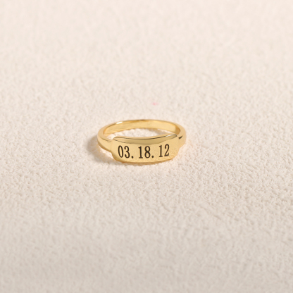 Custom Special Date Delicate Dainty Bar Ring