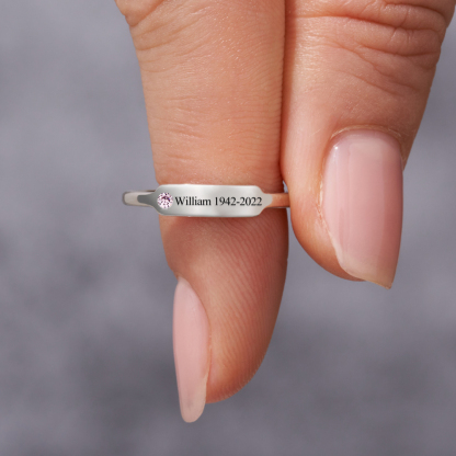 For Memorial - S925 Personalized Birthstone Name Memorial Ring
