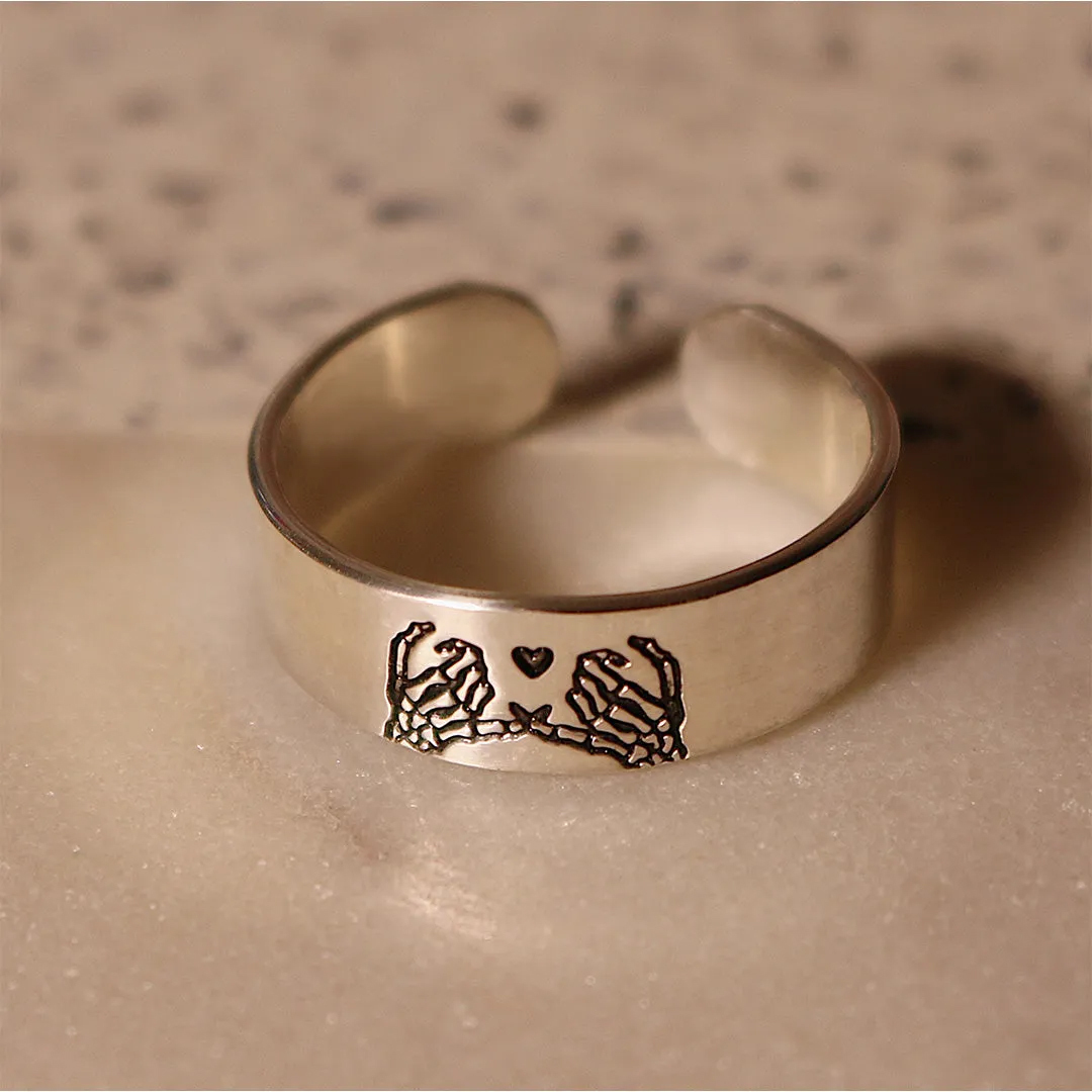 For Friend - Pinky Promise Open Skull Ring