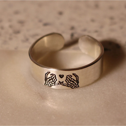 For Friend - Pinky Promise Open Skull Ring