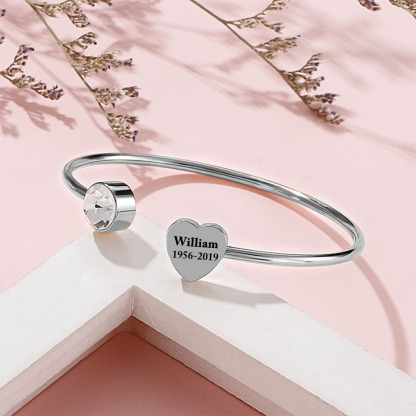 Personalized Custom Memorial Text Heart Birthstone Bracelet