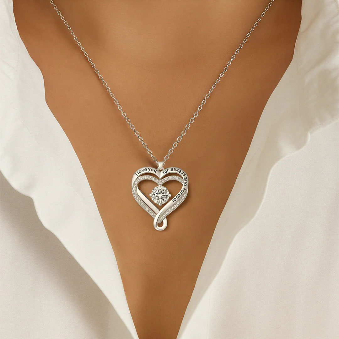 I Love You Forever And Always Engraved Heart Necklace