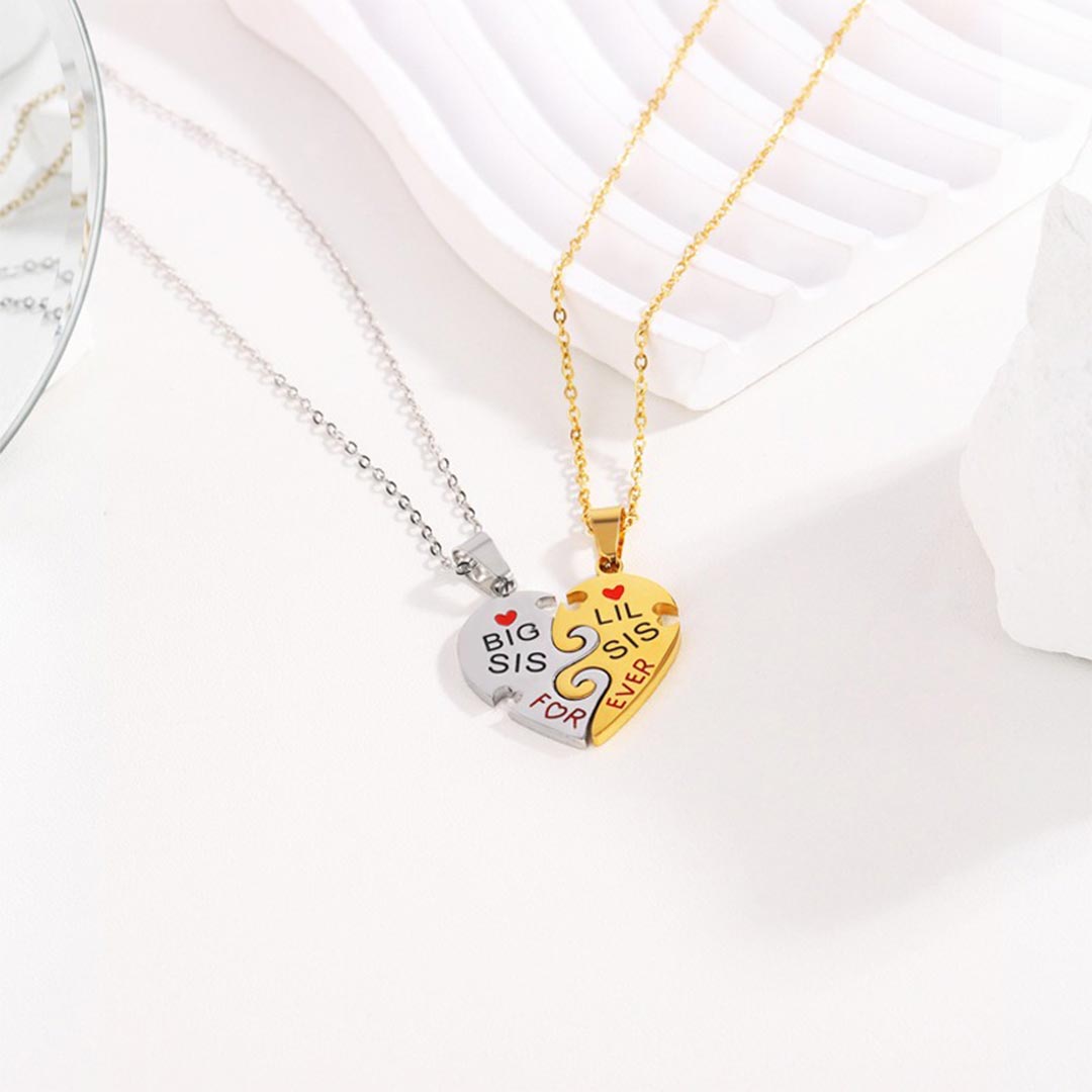 For Sisters- Big Sister And Little Sister Their Hearts As One Necklace