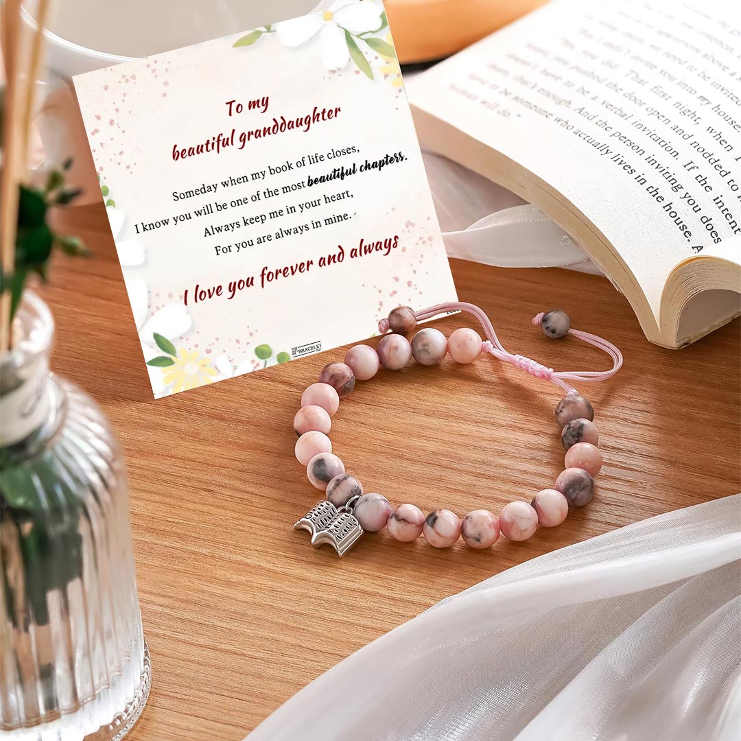 For Granddaughter - I love you forever and always Book Beaded Bracelet