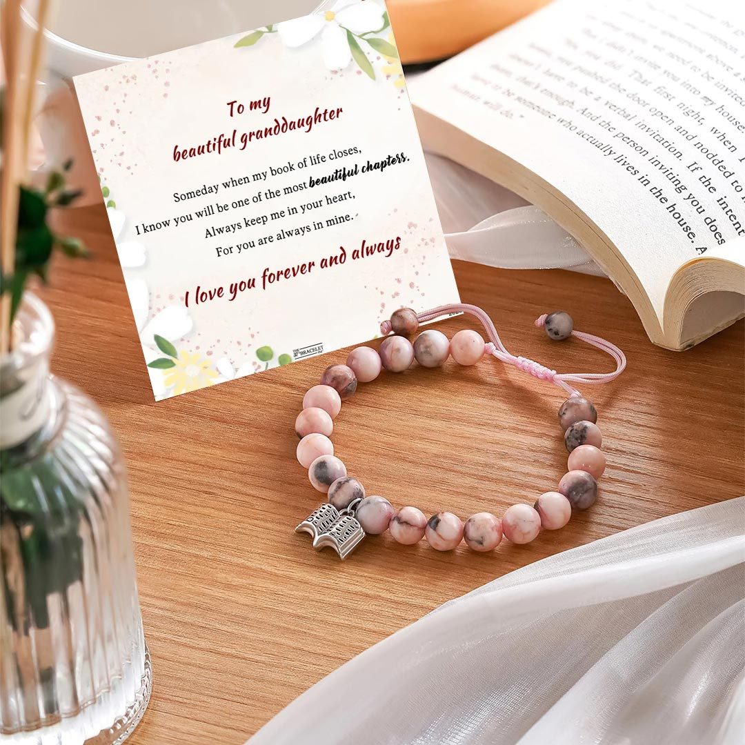For Granddaughter - I love you forever and always Book Beaded Bracelet