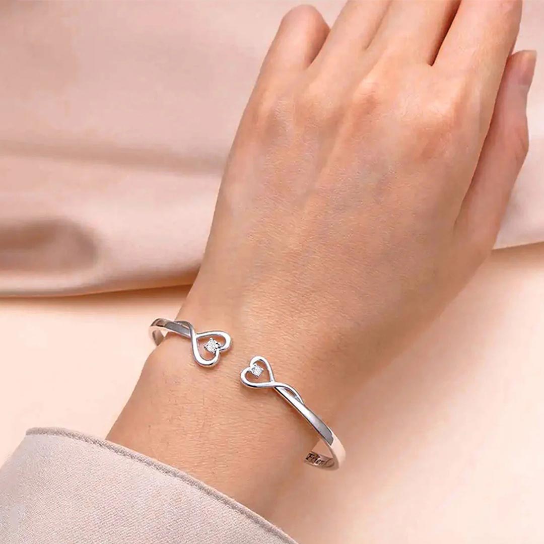 You Will Always Be My Granddaughter Double Heart Style Engraved Bracelet