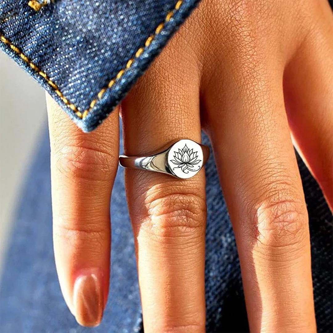 Fuck It and Begin Again Lotus Signet Round Ring