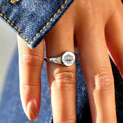 Fuck It and Begin Again Lotus Signet Round Ring