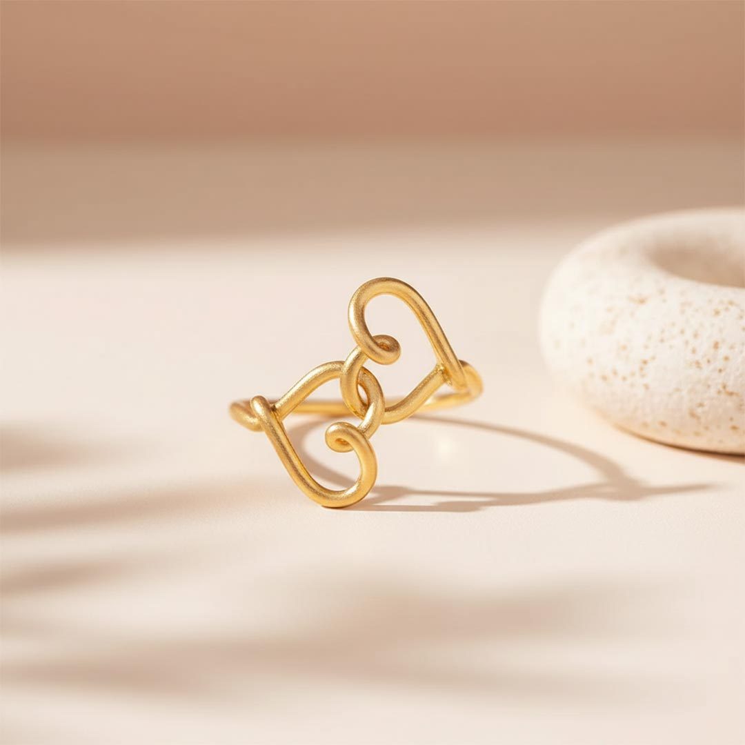 Mother & Daughter's Love is a golden thread Heart Ring