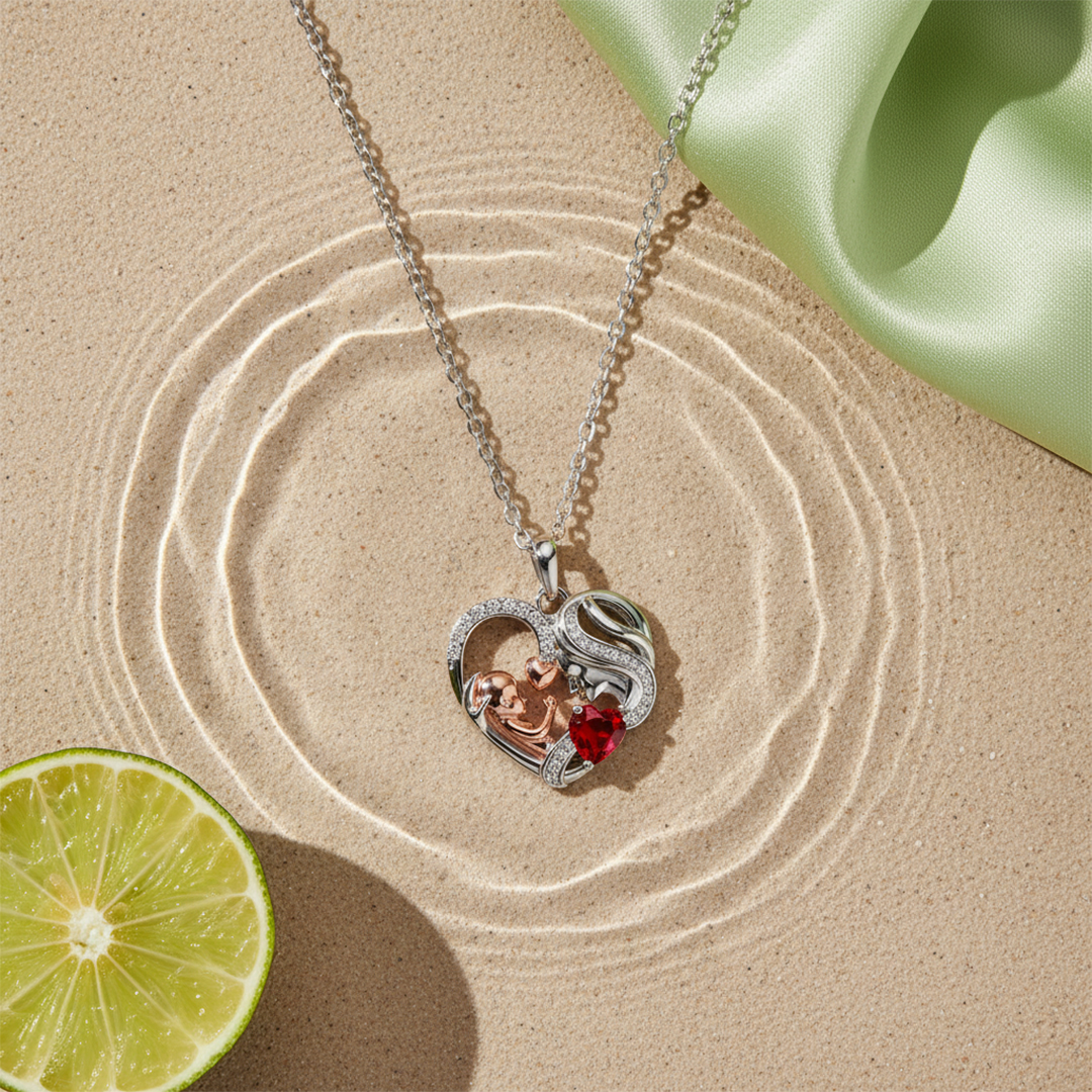 Custom Mother's Birthstone Heart Necklace