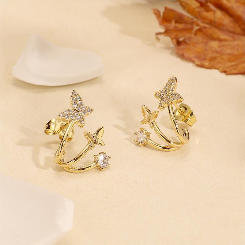 Butterfly Double Layer Earrings