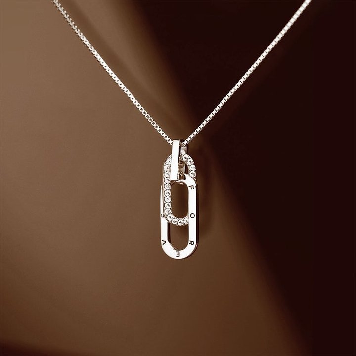 S925 Mother & Daughter Forever Linked Together Necklace - Silver