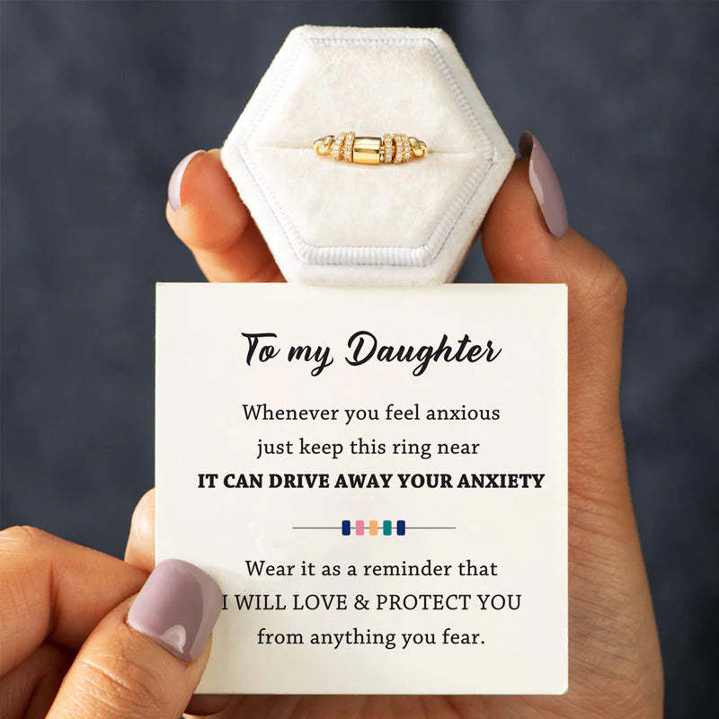 For Daughter - S925 Drive Away Your Anxiety Gold Beads Fidget Ring