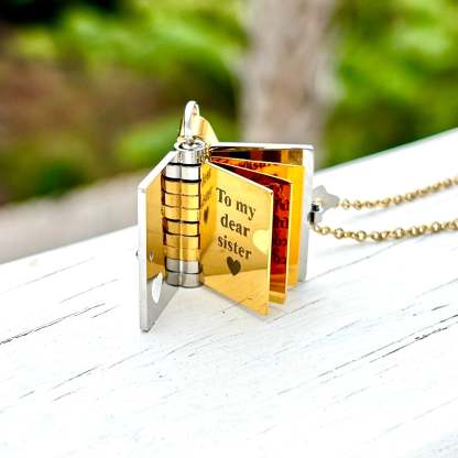 For Sisters- I Love You Sister Book Necklace