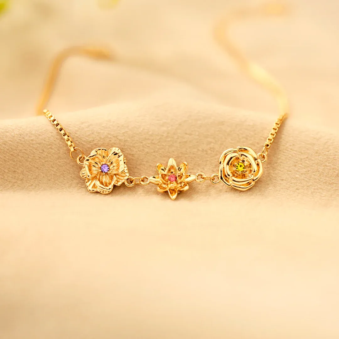 1-10 THREE-DIMENSIONAL BIRTH FLOWERS BRACELET