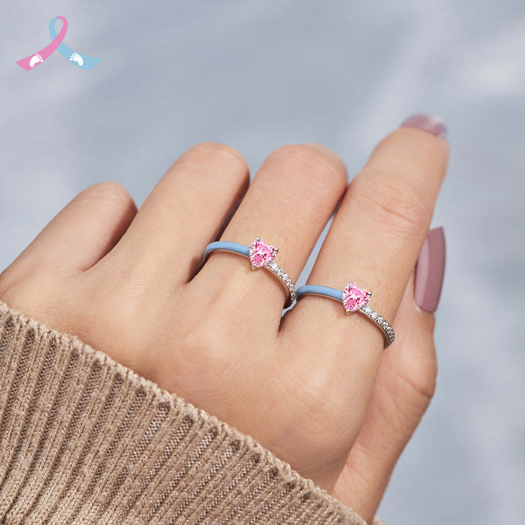Mama Of An Angel Pink Heart Ring