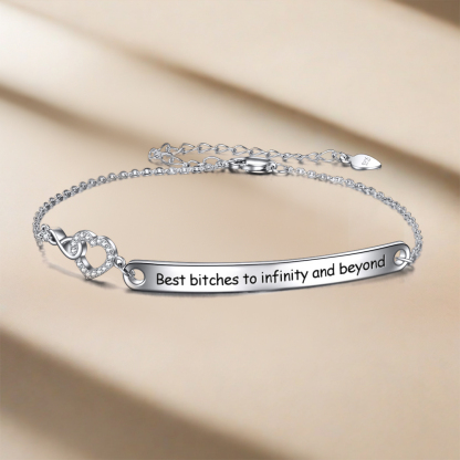 For Friend - Best Bitches to Infinity and Beyond Heart Bracelet