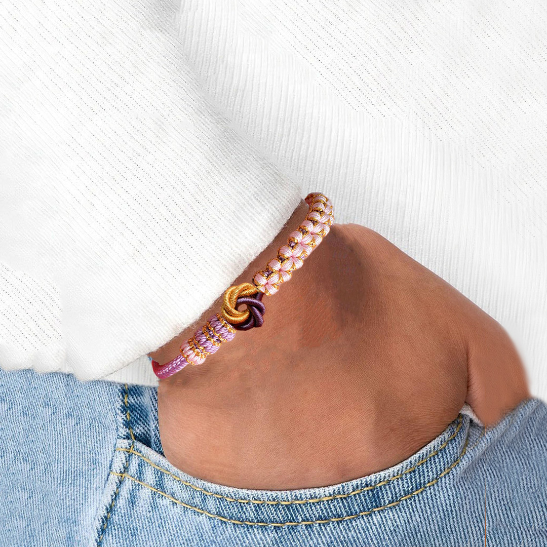 For Granddaughter Bracelet A Link That Can Never Be Undone Peach Blossom Knot Bracelet