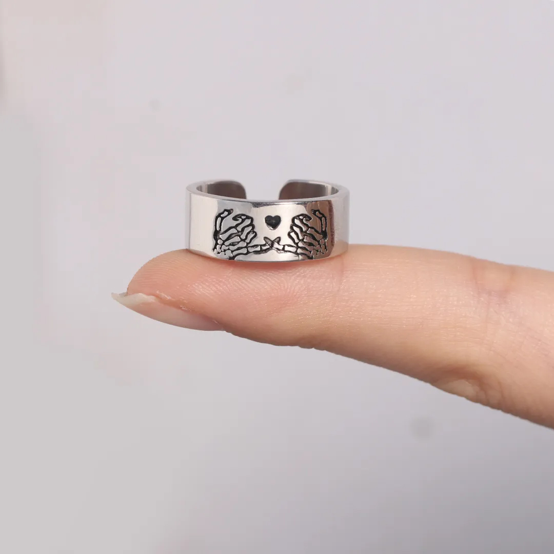 For Friend - Pinky Promise Open Skull Ring