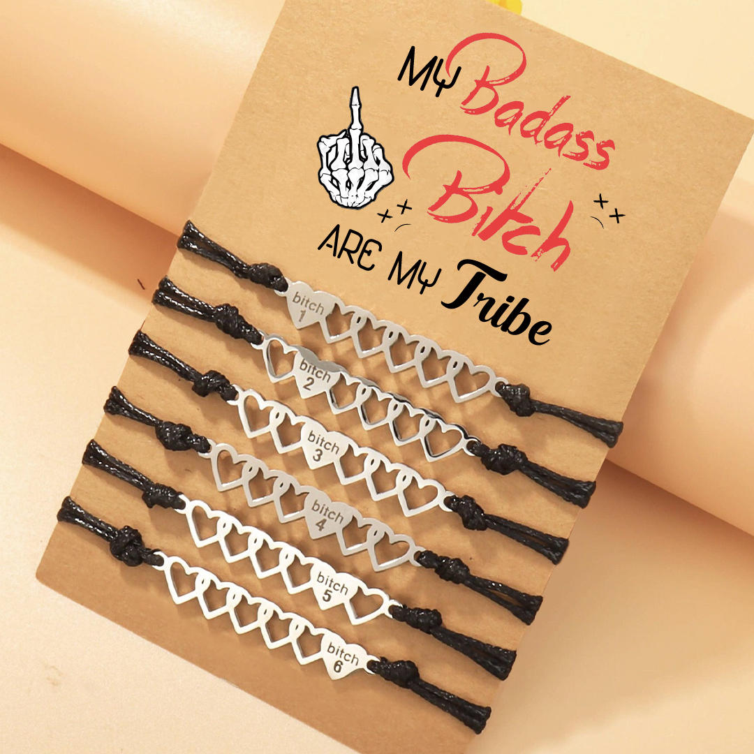 For Friend - My Badass Bicth Are My Tribe Heart Bracelet