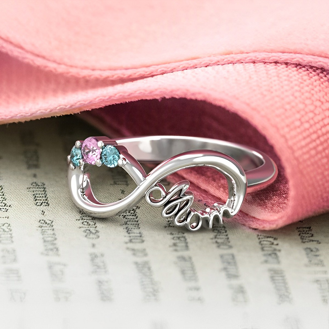 For Mother -We love you until infinity runs out Custom Birthstone Ring