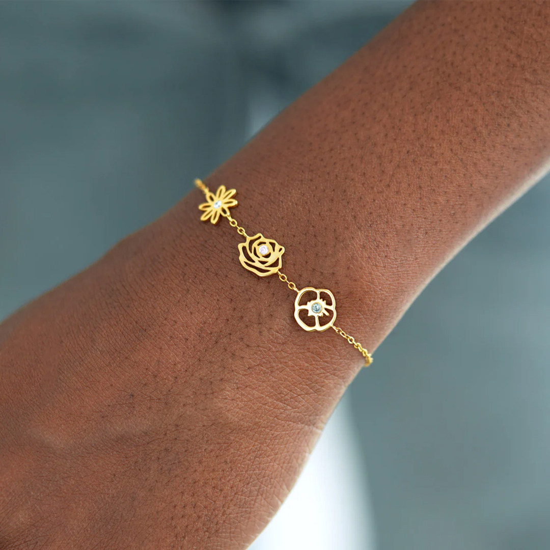 For Grandma - Grandma's Garden Custom Birth Flowers Bracelet