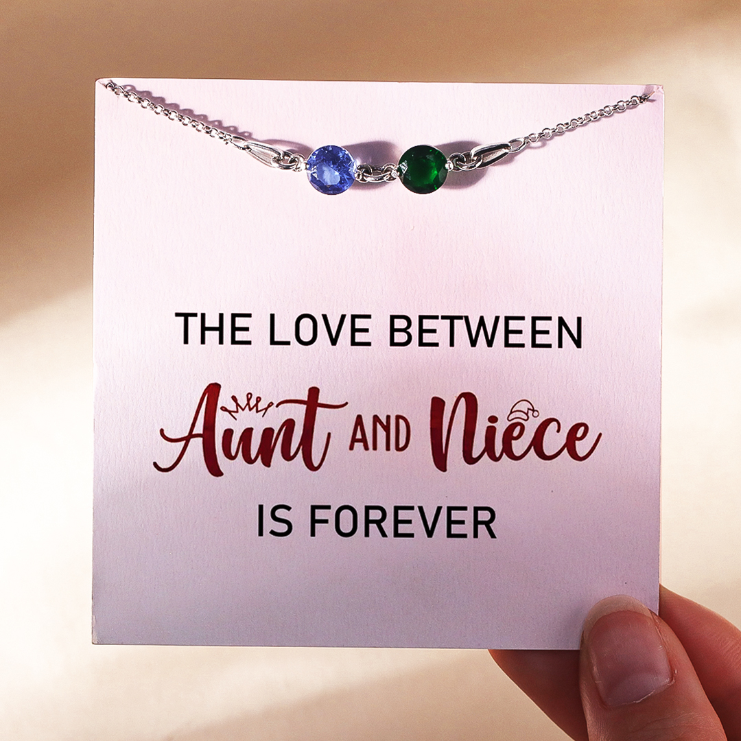 Aunt and Niece Forever Linked Together Custom Birthstones Bracelet
