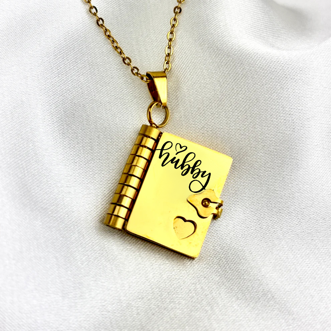 My Husband Book Necklace
