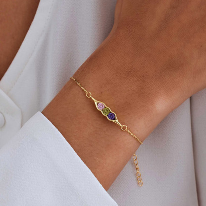 For Friends - We're peas in a pod Custom Birthstone Bracelet