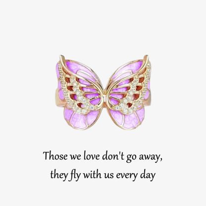 For Memorial - Those We Love Fly with Us Diamond Double Butterfly Ring