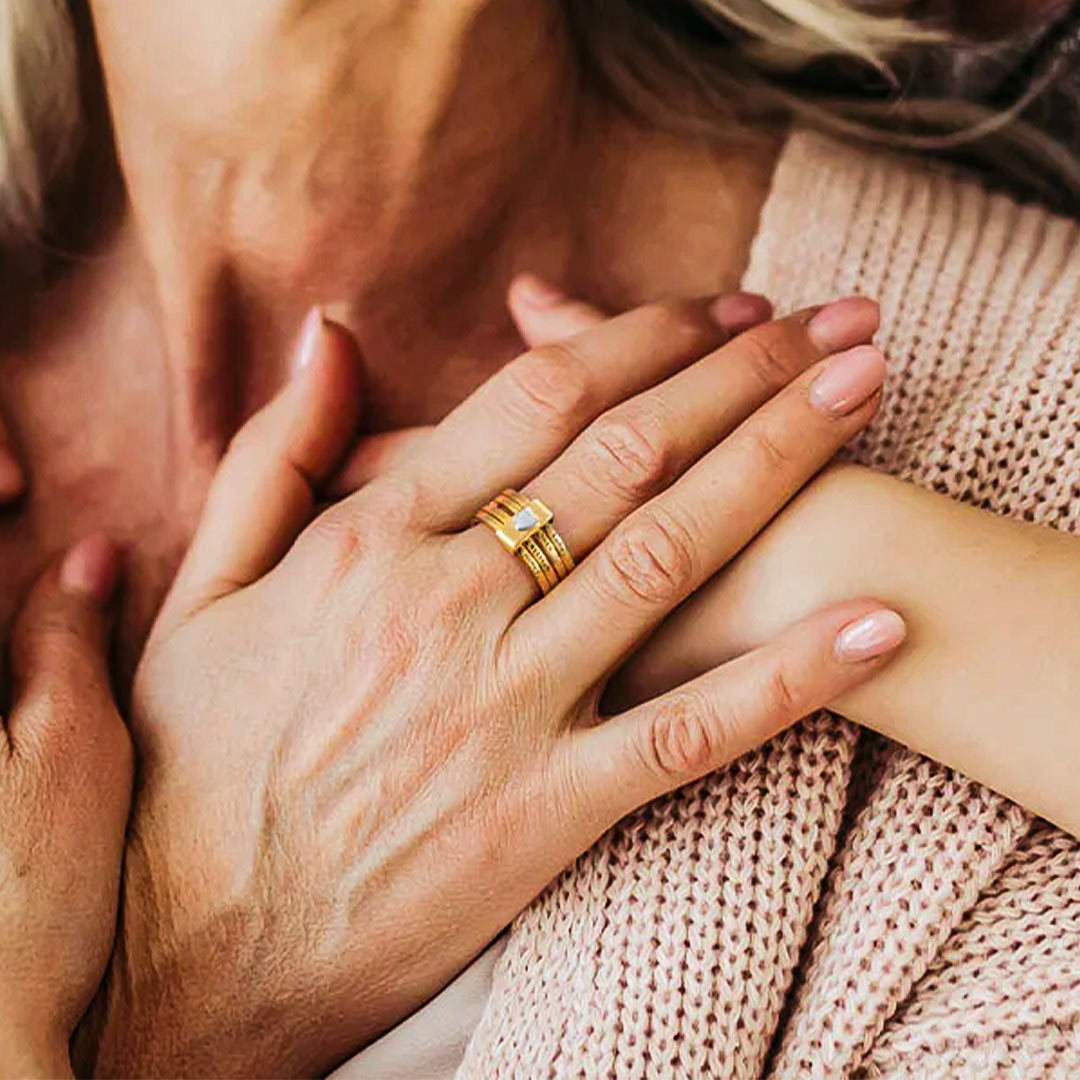 Personalized Heart Women Stacking Rings with Engraved 2-5 Names
