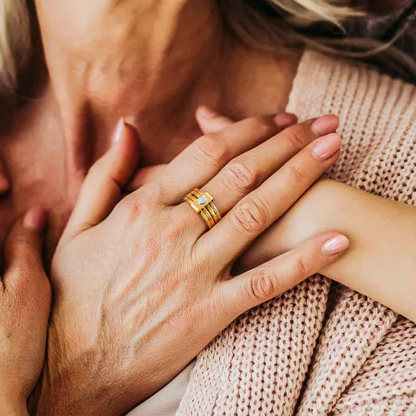 Personalized Heart Women Stacking Rings with Engraved 2-5 Names