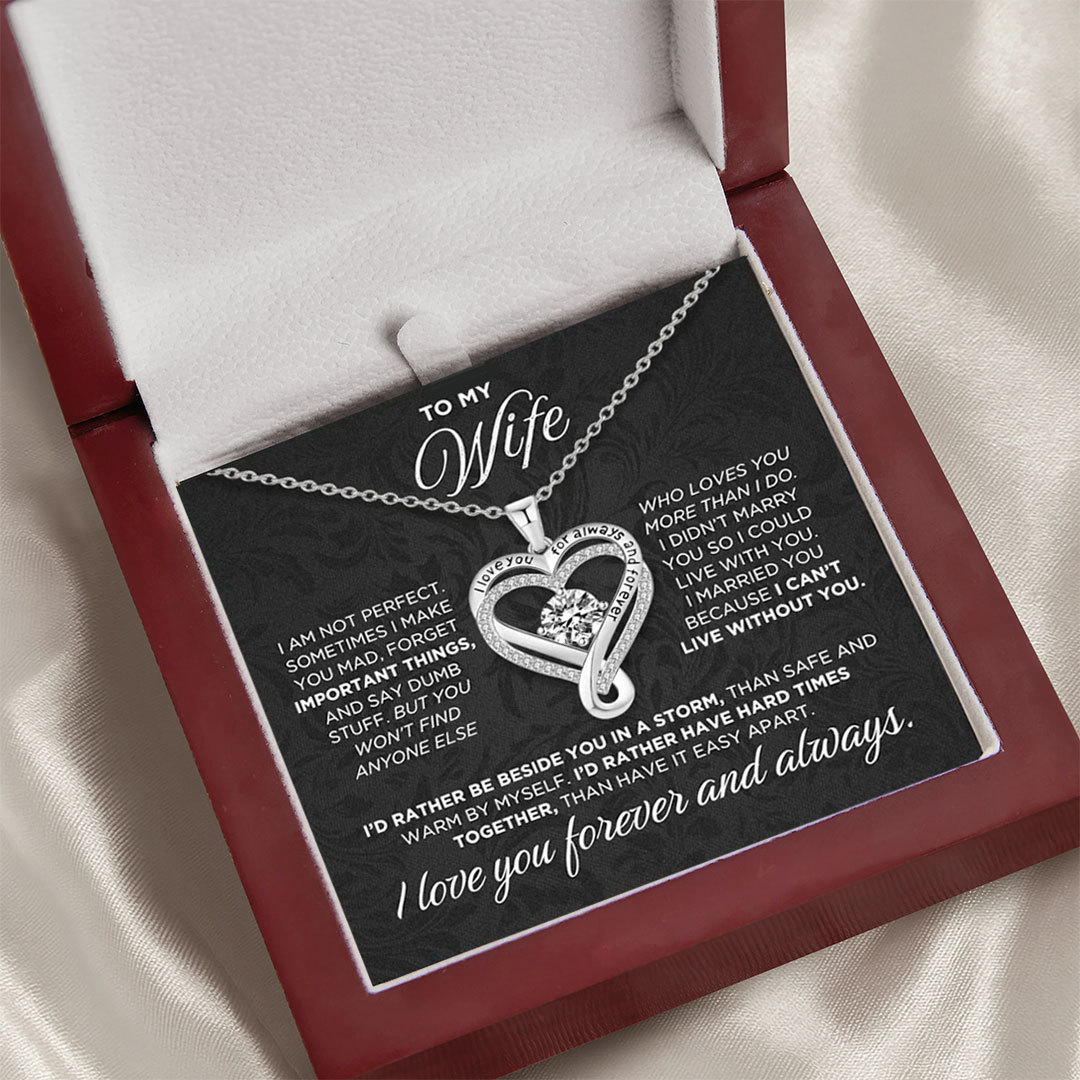 I Love You Forever And Always Engraved Heart Necklace