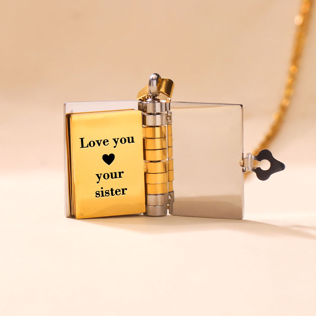 For Sisters- I Love You Sister Book Necklace