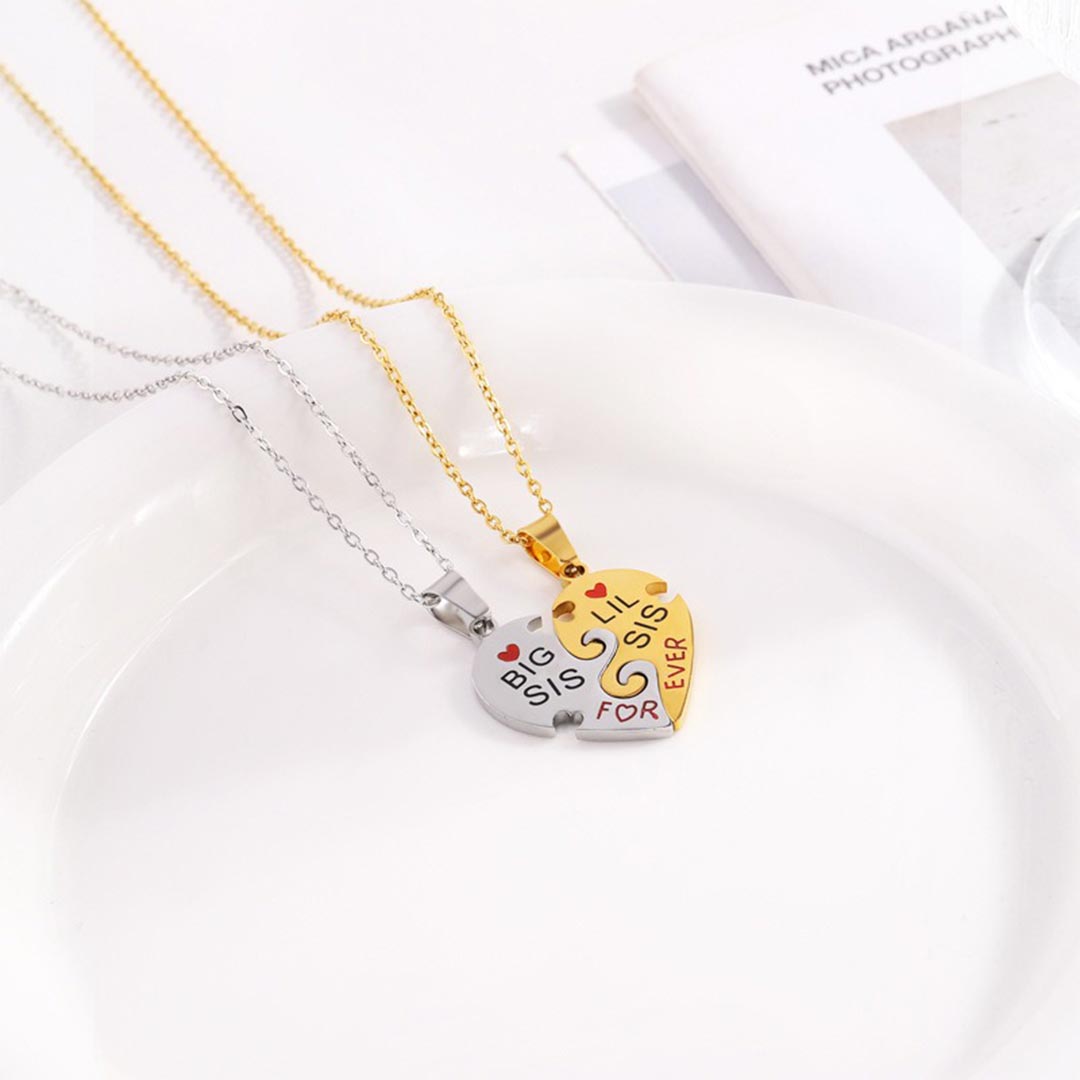For Sisters- Big Sister And Little Sister Their Hearts As One Necklace