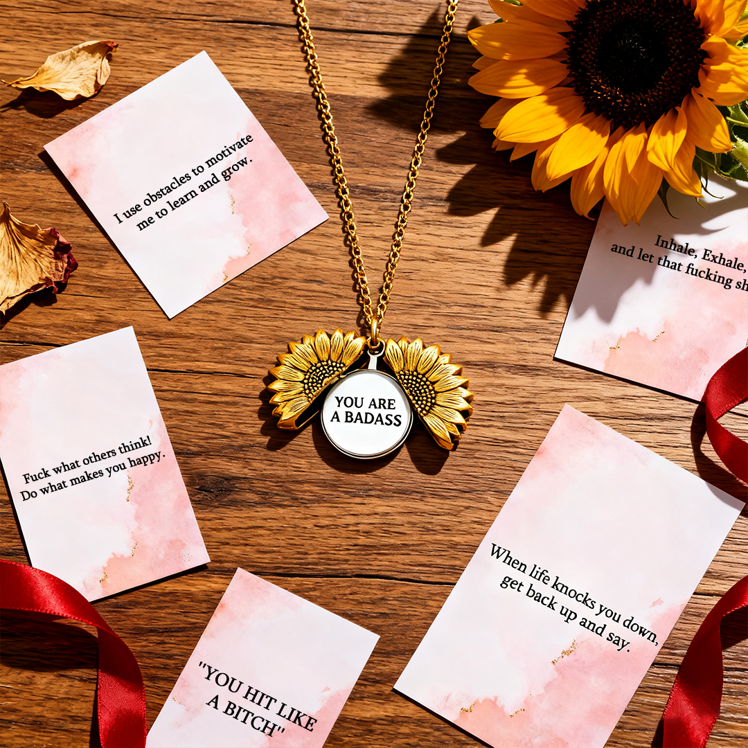Inspirational Sunflower Necklace-YOU ARE A BADASS ❤️