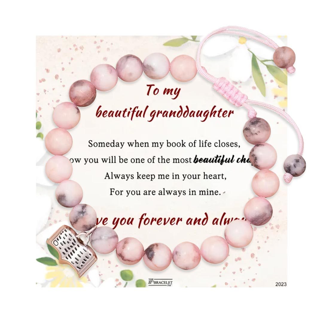 For Granddaughter - I love you forever and always Book Beaded Bracelet
