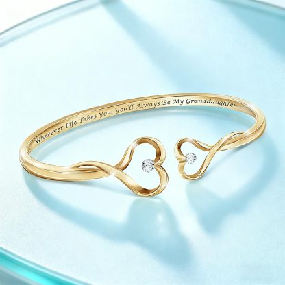 You Will Always Be My Granddaughter Double Heart Style Engraved Bracelet