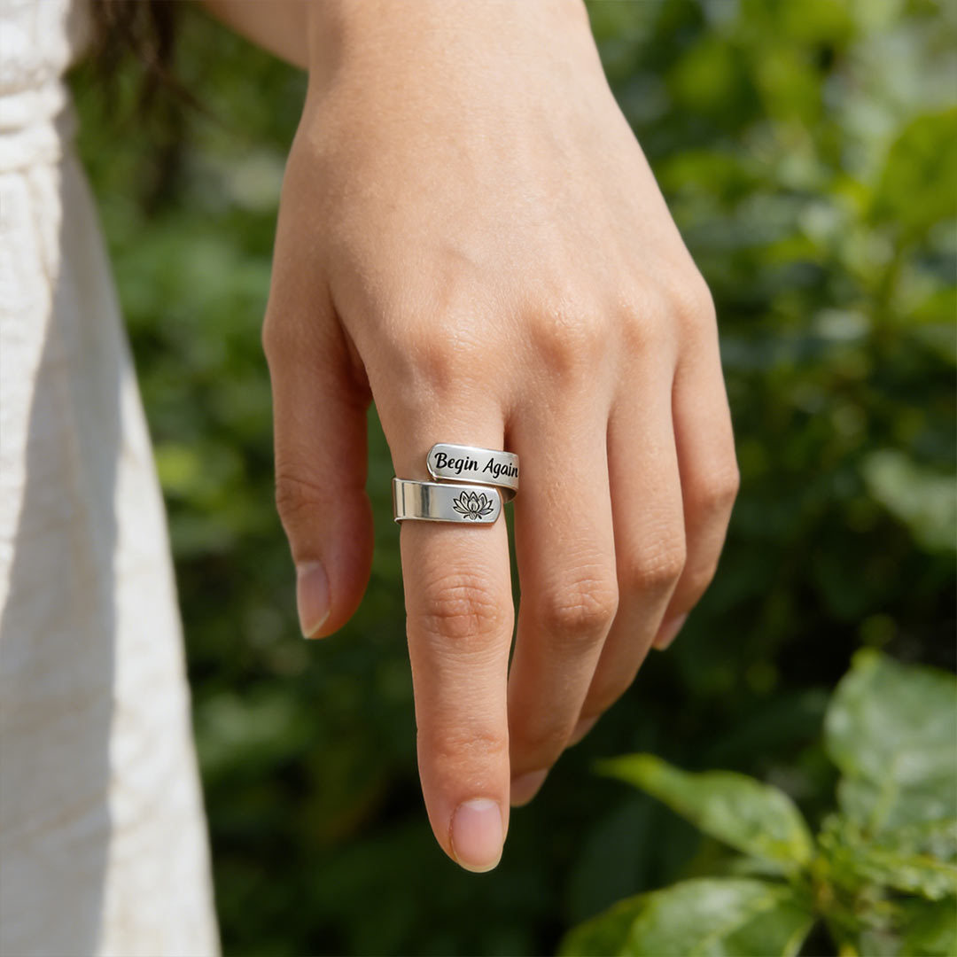 Fuck It and Begin Again Open Lotus Ring
