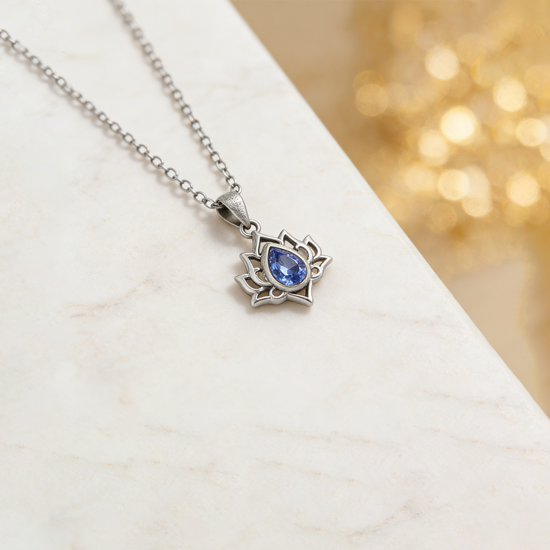 For Daughter - Fuck It & Begin Again Crystal Lotus Necklace