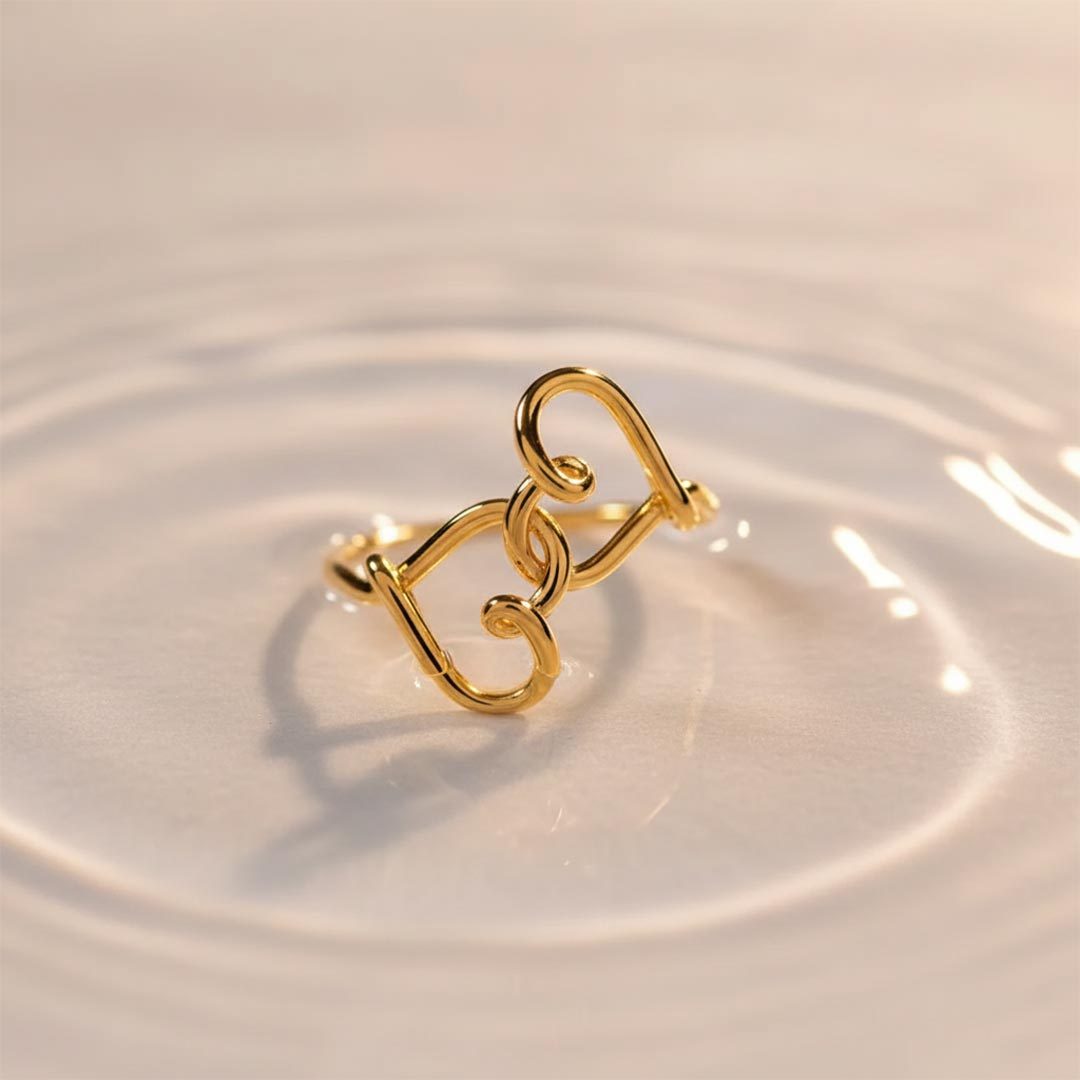 Mother & Daughter's Love is a golden thread Heart Ring