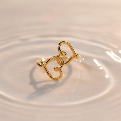 Mother & Daughter's Love is a golden thread Heart Ring